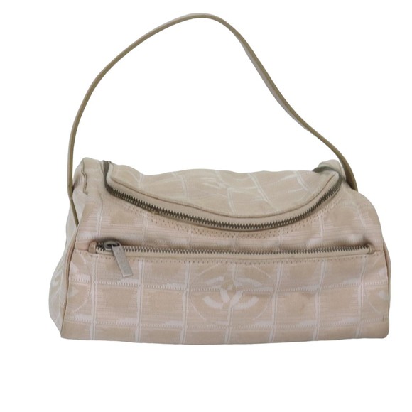 CHANEL New Travel Line Vanity Pouch Nylon Beige CC Auth ac3094 - Picture 13 of 16